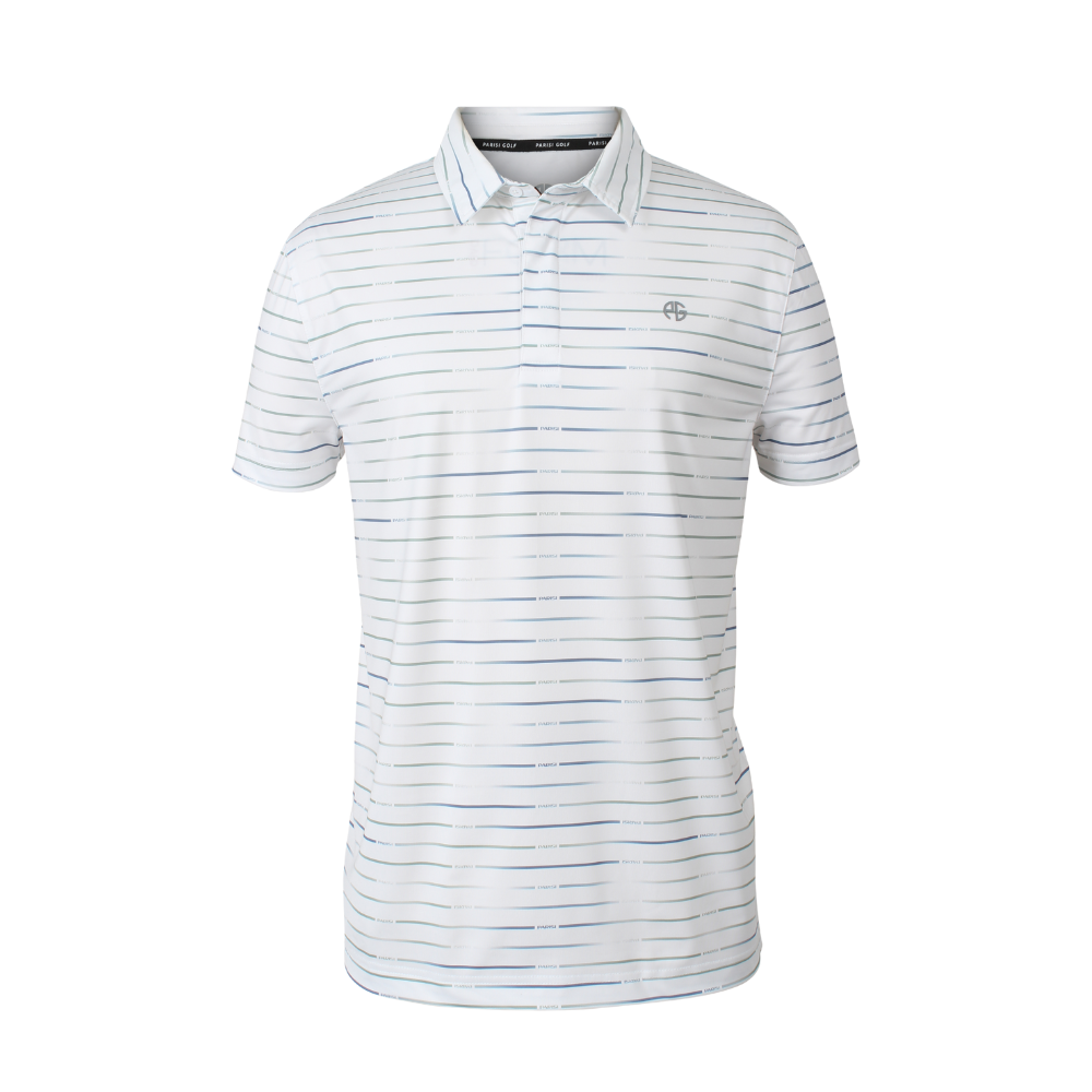 Polo de golf technique – Gradient Stripe Blanc Pur